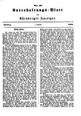 Nürnberger Anzeiger. Unterhaltungs-Blatt (Nürnberger Anzeiger) Sonntag 5. Dezember 1869