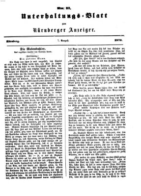 Nürnberger Anzeiger. Unterhaltungs-Blatt (Nürnberger Anzeiger) Sonntag 7. August 1870