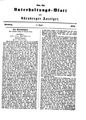 Nürnberger Anzeiger. Unterhaltungs-Blatt (Nürnberger Anzeiger) Sonntag 21. August 1870