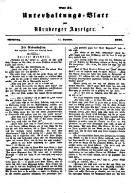 Nürnberger Anzeiger. Unterhaltungs-Blatt (Nürnberger Anzeiger) Sonntag 11. September 1870