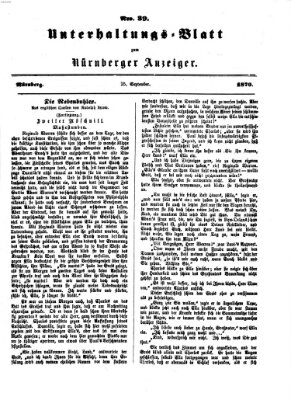 Nürnberger Anzeiger. Unterhaltungs-Blatt (Nürnberger Anzeiger) Sonntag 25. September 1870