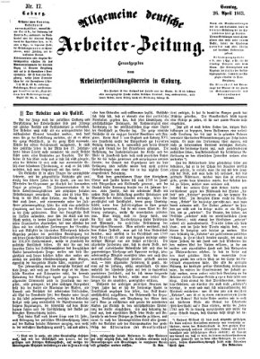 Allgemeine deutsche Arbeiter-Zeitung Sonntag 26. April 1863