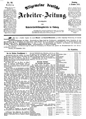 Allgemeine deutsche Arbeiter-Zeitung Sonntag 4. Oktober 1863