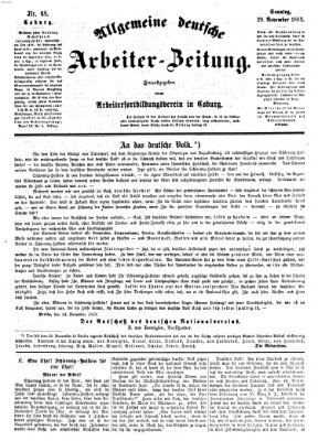 Allgemeine deutsche Arbeiter-Zeitung Sonntag 29. November 1863