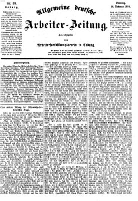 Allgemeine deutsche Arbeiter-Zeitung Sonntag 14. Februar 1864