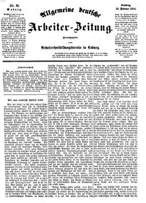 Allgemeine deutsche Arbeiter-Zeitung Sonntag 28. Februar 1864