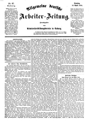 Allgemeine deutsche Arbeiter-Zeitung Sonntag 10. April 1864