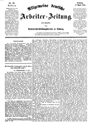 Allgemeine deutsche Arbeiter-Zeitung Sonntag 17. April 1864