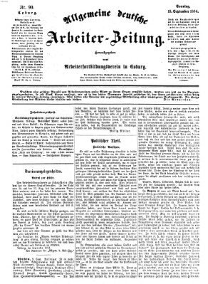 Allgemeine deutsche Arbeiter-Zeitung Sonntag 18. September 1864