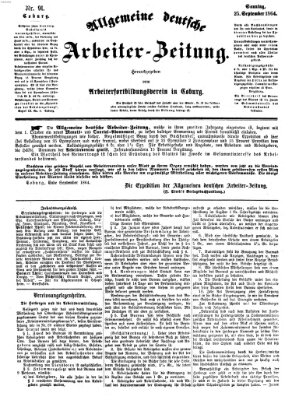 Allgemeine deutsche Arbeiter-Zeitung Sonntag 25. September 1864