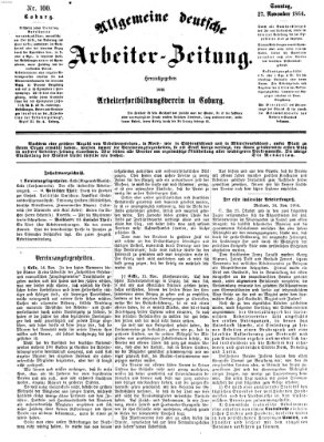 Allgemeine deutsche Arbeiter-Zeitung Sonntag 27. November 1864