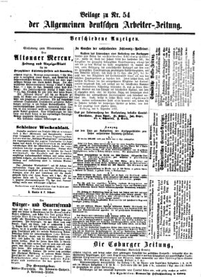 Allgemeine deutsche Arbeiter-Zeitung Sonntag 10. Januar 1864