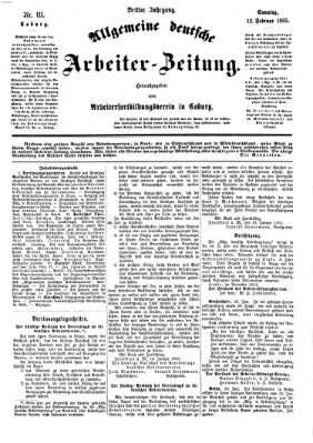 Allgemeine deutsche Arbeiter-Zeitung Sonntag 12. Februar 1865