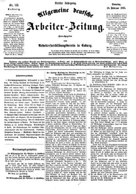 Allgemeine deutsche Arbeiter-Zeitung Sonntag 26. Februar 1865