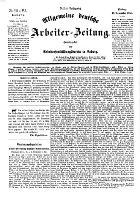 Allgemeine deutsche Arbeiter-Zeitung Freitag 15. September 1865