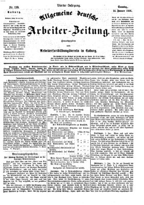 Allgemeine deutsche Arbeiter-Zeitung Sonntag 14. Januar 1866