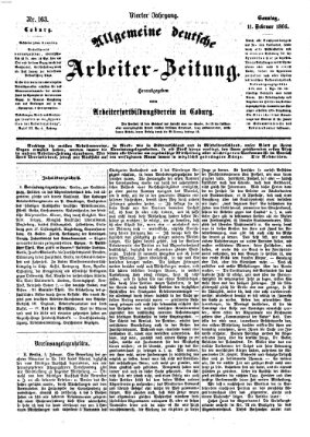 Allgemeine deutsche Arbeiter-Zeitung Sonntag 11. Februar 1866