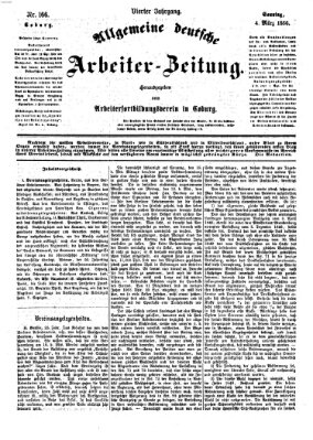 Allgemeine deutsche Arbeiter-Zeitung Sonntag 4. März 1866