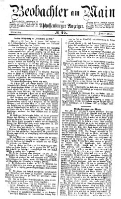 Beobachter am Main und Aschaffenburger Anzeiger Donnerstag 31. Januar 1867