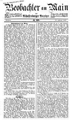 Beobachter am Main und Aschaffenburger Anzeiger Dienstag 12. Februar 1867