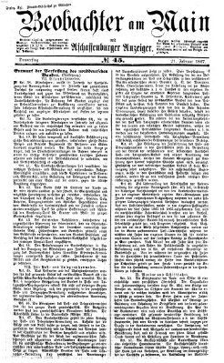 Beobachter am Main und Aschaffenburger Anzeiger Donnerstag 21. Februar 1867