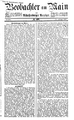 Beobachter am Main und Aschaffenburger Anzeiger Samstag 23. Februar 1867