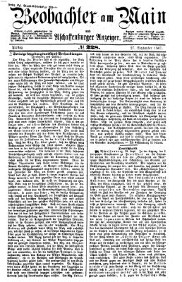 Beobachter am Main und Aschaffenburger Anzeiger Freitag 27. September 1867