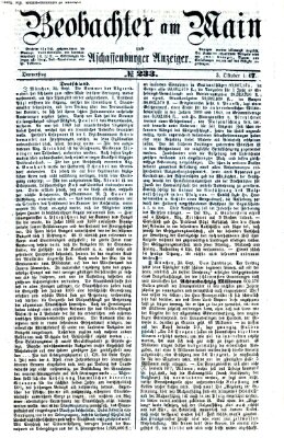 Beobachter am Main und Aschaffenburger Anzeiger Donnerstag 3. Oktober 1867