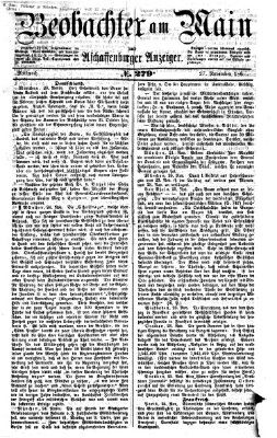 Beobachter am Main und Aschaffenburger Anzeiger Mittwoch 27. November 1867