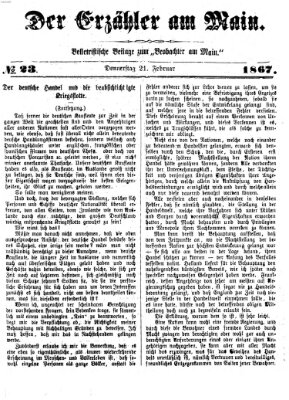 Der Erzähler am Main (Beobachter am Main und Aschaffenburger Anzeiger) Donnerstag 21. Februar 1867