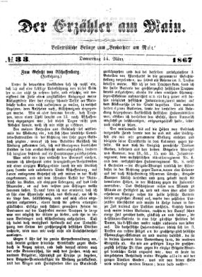 Der Erzähler am Main (Beobachter am Main und Aschaffenburger Anzeiger) Donnerstag 14. März 1867