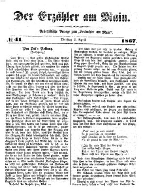 Der Erzähler am Main (Beobachter am Main und Aschaffenburger Anzeiger) Dienstag 2. April 1867