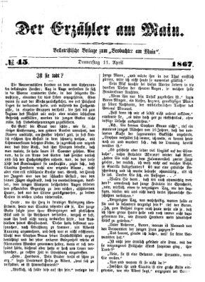 Der Erzähler am Main (Beobachter am Main und Aschaffenburger Anzeiger) Donnerstag 11. April 1867