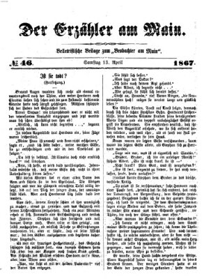 Der Erzähler am Main (Beobachter am Main und Aschaffenburger Anzeiger) Samstag 13. April 1867