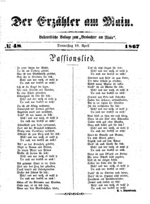 Der Erzähler am Main (Beobachter am Main und Aschaffenburger Anzeiger) Donnerstag 18. April 1867