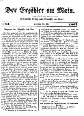 Der Erzähler am Main (Beobachter am Main und Aschaffenburger Anzeiger) Samstag 18. Mai 1867