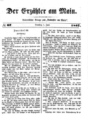 Der Erzähler am Main (Beobachter am Main und Aschaffenburger Anzeiger) Samstag 1. Juni 1867