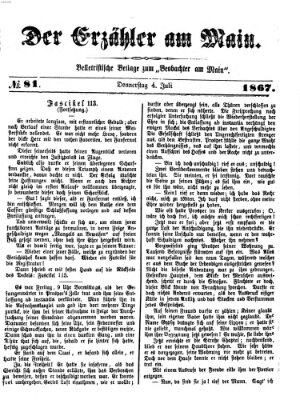 Der Erzähler am Main (Beobachter am Main und Aschaffenburger Anzeiger) Donnerstag 4. Juli 1867