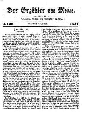 Der Erzähler am Main (Beobachter am Main und Aschaffenburger Anzeiger) Donnerstag 3. Oktober 1867