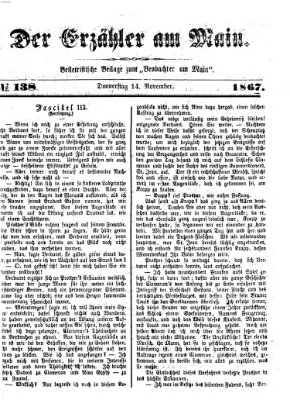 Der Erzähler am Main (Beobachter am Main und Aschaffenburger Anzeiger) Donnerstag 14. November 1867