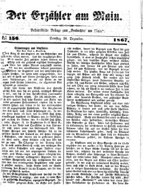 Der Erzähler am Main (Beobachter am Main und Aschaffenburger Anzeiger) Samstag 28. Dezember 1867