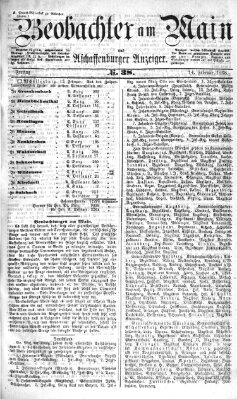 Beobachter am Main und Aschaffenburger Anzeiger Freitag 14. Februar 1868