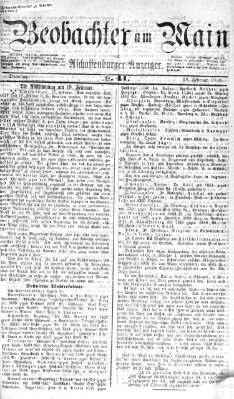 Beobachter am Main und Aschaffenburger Anzeiger Dienstag 18. Februar 1868