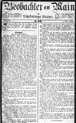 Beobachter am Main und Aschaffenburger Anzeiger Mittwoch 4. März 1868