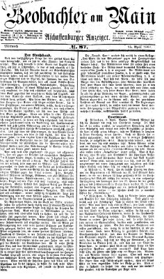 Beobachter am Main und Aschaffenburger Anzeiger Mittwoch 15. April 1868