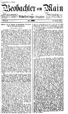 Beobachter am Main und Aschaffenburger Anzeiger Mittwoch 29. April 1868