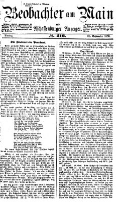 Beobachter am Main und Aschaffenburger Anzeiger Montag 21. September 1868