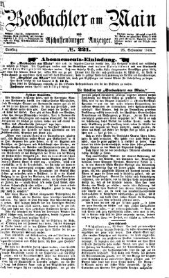 Beobachter am Main und Aschaffenburger Anzeiger Samstag 26. September 1868