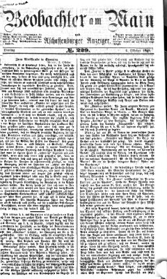 Beobachter am Main und Aschaffenburger Anzeiger Dienstag 6. Oktober 1868