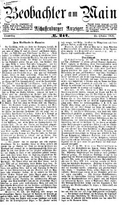 Beobachter am Main und Aschaffenburger Anzeiger Donnerstag 22. Oktober 1868